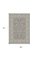 5' x 8' Gray and Ivory Oriental Area Rug
